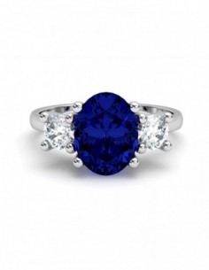 ANILLO ORO DIAMANTE 0,34CT ZAFIRO OVAL 8X6