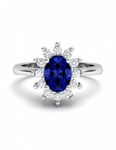 ANILLO ORO DIAMANTE 0,32CT ZAFIRO OVAL 7X5