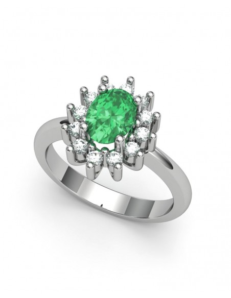 ANILLO ORO DIAMANTE 0,32CT ESMERALDA OVAL 7X5